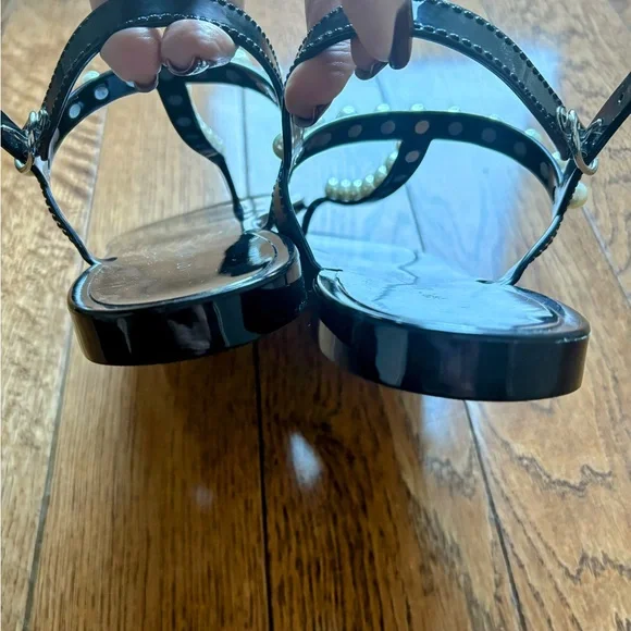 Stuart Weitzman size 11 pearl studded jelly flat sandals - Picture 4 of 10